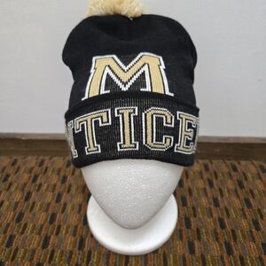 Monticello Youth Pom Knit Beanie Black Gold M Logo Winter Hat